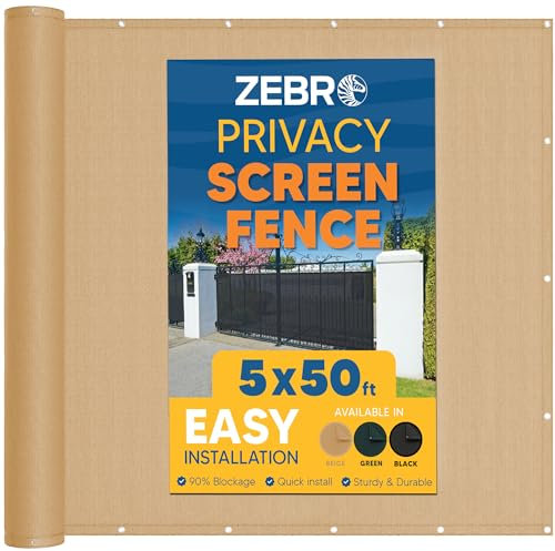 Zebro Sichtschutzzaun, 1,5 m x 15,7 m, Beige – Zaunabdeckung, strapazierfähig, mit Messingösen, perfekt für den Außenbereich, Hinterhof