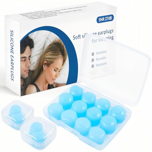 Redamancy 8 Pair(16 Pieces) Ear Plugs for Sleeping, 27dB Noise Cancelling, Reusable Silicone Ear Plugs, Waterproof Moldable Silicon Earplugs, for Swimming, Snoring, Sleep and Studying