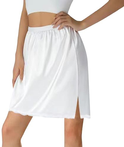 Générique Jupon sous Robe Femme Jupon sous-Vêtement Femme Lingerie Invisible Demi-Jupe Elastique Fond de Jupe Courte S-XXL Blanc Modal 95% Élasthanne 5% Taille Unique