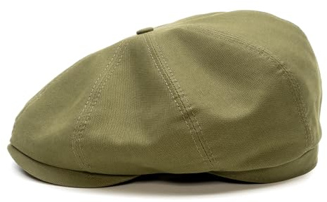 Sterkowski Modell Shelby | Baumwolle Schiebermütze für Herren und Damen | Fahrrad Cabrio Retro Modische Sport Premium Stilvolle Gangster Gatsby Klassische Sommer Ballonmütze Schirm Olive Grün 62