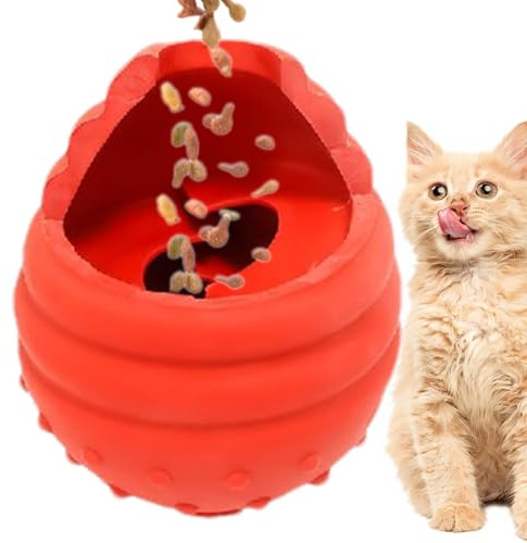 Pelota de goma para perros | Dispensador interactivo de golosinas para perros | Pelota resistente a la masticación para alimentación lenta y cuidado dental | Juguete de empleo y masticar para perros