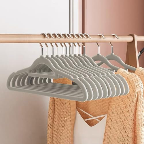 Uixxducc 10pcs/20pcs Kleiderbügel Kinderkleiderbügel, Kinder Kleiderbügel Baby Kleiderbügel, Anti-Rutsch, Platzsparend, 360° Drehbarer Haken, 35/38/42/45cm (Grau,10pcs 38cm)
