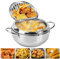 mumisuto Pentola per Friggere, Pentola per Friggere in Stile Giapponese, Friggitrice in Acciaio Inossidabile con Termometro e Coperchio per Friggere, Pollo Francese, Pesce Secco (Argento, 20cm)