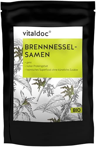 vitaldoc® BRENNNESSEL SAMEN Bio | 100 g | Heimisches Superfood | Mit Eisen | Hoher Proteingehalt | Nahrungsergänzungsmittel | doc phytolabor | GESUND & Leben Qualität