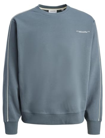 JACK & JONES Crew Neck Jjrikkie Sweat à col Rond Piping, tempête, XL Homme