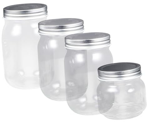 OKUMEYR Wide Mouth Sealed Honey Jars 4pcs Reusable Glass Jars Lids Perfect for Kitchen Storage