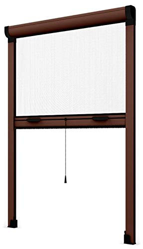 La zappa Vertikaler Insektenschutz Rollo für Tür/Fenster aus Aluminium (Braun, 100 x H 250 cm)