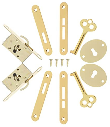 HOMSFOU Invisible Hidden Lock Hardware Kit for Wooden Jewelry Boxes Zinc Alloy Box Latch and Padlock Set Concealed Buckle Lock Suitable for Gift 2 Sets