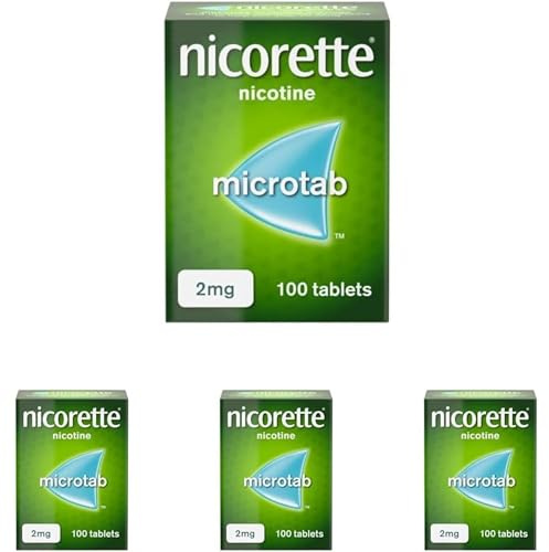 Nicorette Microtab 2mg Sublingual Tablet (100 Pieces), Smoking Cessation Aid to Actively Fight Withdrawal Symptoms, Sublingual Tablets to Help Stop Smoking (Pack of 4)
