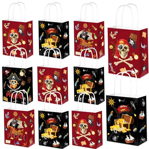 Piraten Schatztruhe Party Gunst Taschen Spielzeug Piraten Party Füller | 12PCS Piraten Schatztruhe Party Gunst Taschen Spielzeug Süßigkeiten Goodie Taschen Piraten Party Füller für Halloween Spiel