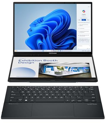 ASUS Zenbook Duo | Inkwell Gray | 2X 14 Touch WUXGA OLED | Core Ultra 5 125H | RAM: 16GB (DDR5) | SSD: 1TB | beleuchtete Tastatur | Windows 11 Pro | Office 2024 Pro #mit Notebooktasche