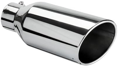 Tubo Escape Automóviles Punta Escape Universal 12 Pulgadas Longitud 3 Pulgadas Entrada 5 Pulgadas Salida Tubo Escape Anticorrosivo Tubo Escape Recto para Coche Tubo Escape(Plata)