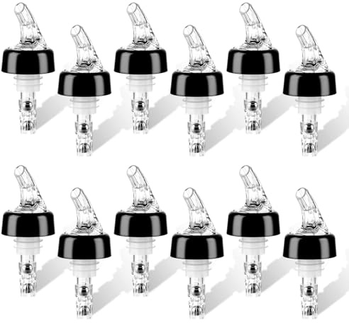 FWEEK Lot de 12 Bec Verseur Doseur Alcool 4cl, Doseur Cocktail de Précision, Verseur de Bouteille Transparent pour Alcool et Vin, Idéal pour Fêtes et Pub