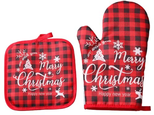 Guanti da forno professionali, guanti da forno resistenti alle alte temperature, guanti da forno e presine natalizie originali, divertenti regali di Natale, utensili da cucina unisex (27 cm).