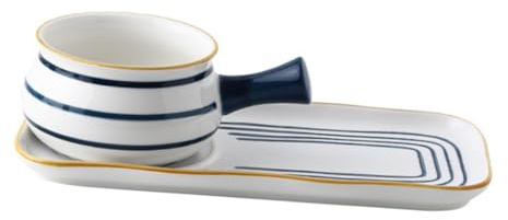 ELAYARD Ceramic Hand-painted Milk Heating Pan with Tray Multi-functional Noodle and Soup Pot Material Easy to Clean Gift for Family and Friends