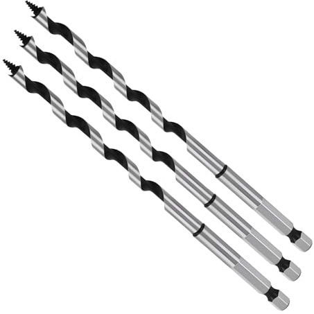 MOXPIFY 3pcs 6mm Wood Auger Drill Bits 155mm Long, Timber Drill Bits | Hex Shank, Extra Long Wood Drill Bits For Woodworking (3pcs x 6mm x 155mm)