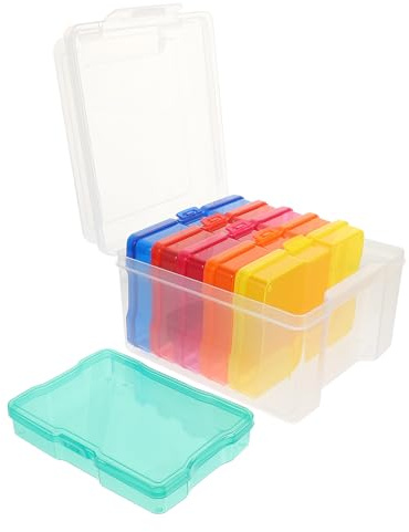 Toyvian Boîte de Rangement pour Photos 4X6 Pouces Conteneur Coloré Multifonctionnel pour Cartes et Petits Objets Organisateur Photo Maison Étui Unique pour Classement et Stockage