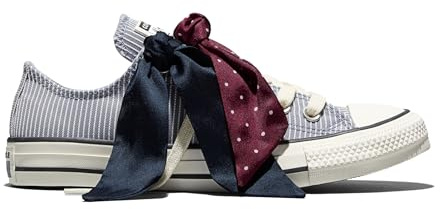 Converse Chuck Taylor All Star - Tenis unisex con bufanda y lazo, Gris, 8 Women/6.5 Men