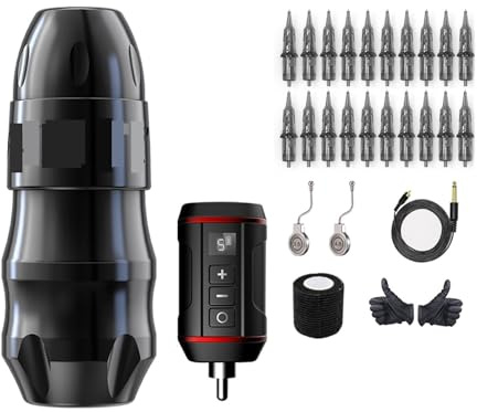 Kit Macchina For Penne For Tatuaggi Potente Motore Brushless Con Corsa 3.5-4.0-4.5mm Connettore Cavo RCA For Body Art Del Tatuaggio Facile Da Usare(Black Kit)