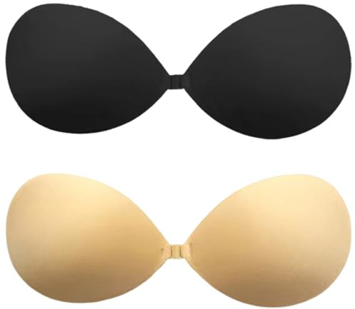 GWEOR 2 pares Sujetador sin tirantes, Sujetador Invisible, sujetador espalda descubierta, Sujetador Pegajoso, Sujetador Sin Tirantes, Sujetador Sin Espalda, Sostén, Bra Autoadhesivo, Silicona - Cup B