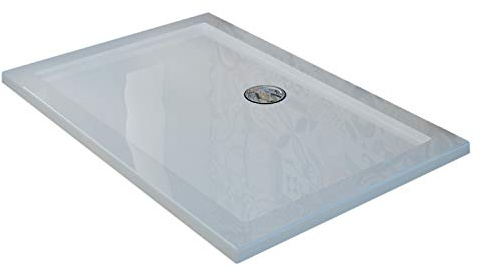 Duschwanne 120x80x4 mit Erhöhte Kante Rechteckig Glänzed Weiß mod. Flower