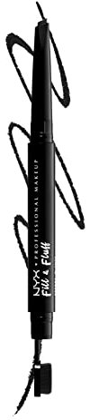 NYX Professional Makeup Augenbrauenstift mit Wachs-Formel, präziser Spitze und Verblender-Bürste, Fill & Fluff Eyebrow Pomade Pencil, Black (Schwarz)
