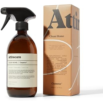 Attirecare Clean Home Surface Spray Cepano^ – Plant-Based Multi-Surface Cleaner – Streak-Free Kitchen & Bathroom Spray – Refillable Glass Bottle – Amber, Fig & Lemon