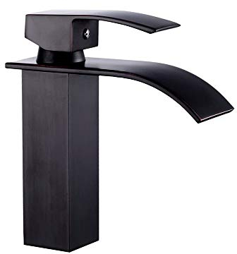 CheungLee Waschtischarmatur Waschbeckenarmatur mit Wasserfall Wasserhahn Bad Mischbatterie Badarmatur für Waschbecken Spültisch Badezimmer Hoch aus Messing (Nieder Auslauf,Schwarz)
