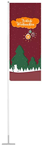 Vispronet Flagge Weihnachten 1 - Hohlsaum und Ösen - 120x300 cm - für mobilen Fahnenmast T-Pole 100 & 200