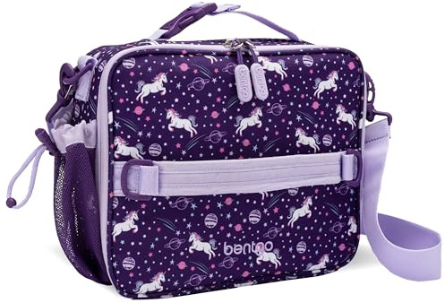 Bentgo Kids Lunch Bag - Durable, Double-Insulated Lunch Bag for Kids 3+; Holds Lunch Box, Water Bottle, & Snacks; Easy-Clean Water-Resistant Fabric & Multiple Zippered Pockets (Unicorn)