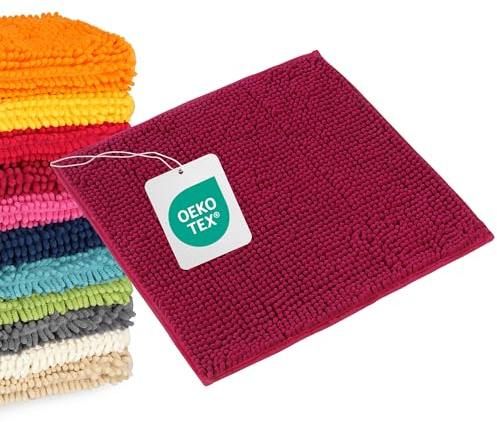 WohnDirect Badematte 45x45 cm Beere – rutschfest & Waschbar | Perfekt fürs Gäste-WC: kompakt, saugstark & rutschfest