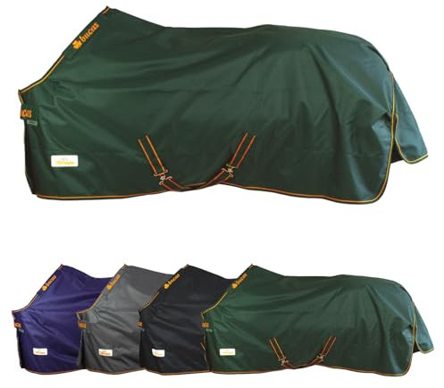 Marengos by Bucas - Winterdecke 1200D Irish Turnout | atmungsaktive & wasserdichte Outdoordecke mit Innenfutter & Kreuzbegurtung | Grün/Orange in Größe 135cm (100g/m² Füllung)