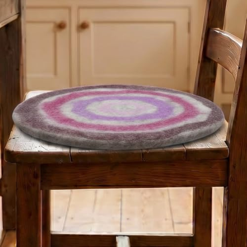 Filz Stuhlauflage, handgefertigtes rundes Meditationskissen, grau/violett | 100 % Wolle, angenehmes Sitzgefühl, warm im Winter, kühl im Sommer, natürlicher Farbtupfer