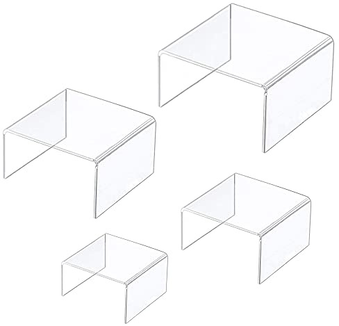 Gativs Acryl Regal 4 Stück - Display Risers, Organizer, Showcase U Ständer, Vitrine Podest - Clear Acryl für Präsentation