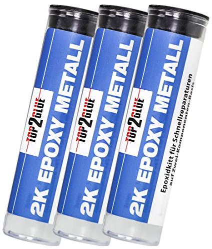 Top2Glue 2K Epoxid Kitt für Schnellreparaturen - Kaltmetall - Powerknete - Reparaturknete - Epoxidharz Knete - zwei Komponentenkleber extra stark - Auspuff Reparaturset (3)