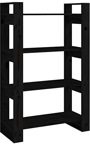 vidaXL Estantería/Divisor de Espacios Madera Pino Negro 80x35x125 cm