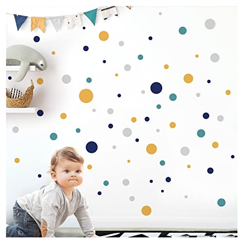 Little Deco Punkte 120 Stück Wandsticker Kreise für Kinderzimmer Wandtattoo gelb blau Mint Babyzimmer Wandaufkleber Dots DL904-2