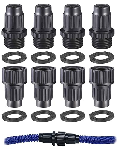ECODESEO Erweiterbares Gartenschlauch-Reparatur-Set, Kunststoff-Flexschlauch-Reparatur-Set, männliche und weibliche Schlauchenden-Reparaturbeschläge/Anschluss, 4 Stück