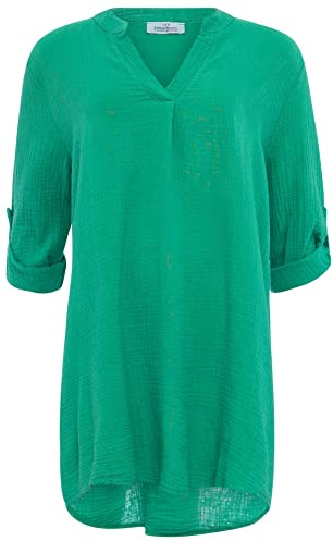Zwillingsherz Musselin Longbluse aus 100% Baumwolle mit V-Ausschnitt – Hochwertige Tunika für Damen Frauen Mädchen - Sommerbluse Freizeitkleid Strandkleid - Locker luftig perfekt für Frühling Sommer