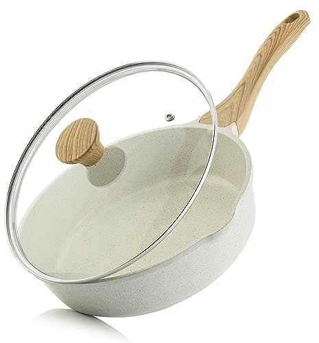 SENSARTE Nonstick Ceramic Saute Pan 10 Inch/3.5QT, Non-toxic Deep Frying Pan Skillet with Lid, Healthy Jumbo Cooker, Stay Cool Handle, Induction Compatible, PFOA & PFAS Free