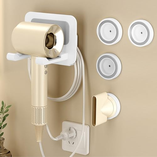 Fippkargo Dyson Haartrocknerständer, Wandmontage, Metall, rutschfestes Pad, 4 Zubehörhalter, Dayson Haartrockner, Zubehör-Organizer für Dyson Supersonic