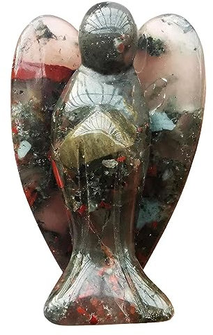 VIVIIHOO Mini Angel Gemstone, Deco Angel Small, Guardian Angel Glass and Hand Flatterer Angel - 5cm Nature Africa Bloodstone Figure, Angel Aura Quartz - Guardian Angel, Healing Stone for All