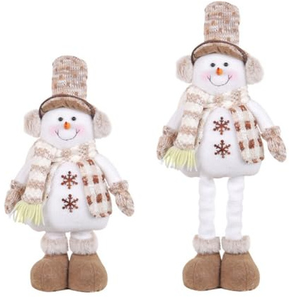 JAWSEU Weihnachtspuppe Teleskop Plüsch Spielzeug, Weihnachten Teleskop Stehend Weihnachtspuppe mit Teleskopbeinen Schneemann Elch Lange Beine Plüschpuppe Ornamente Tischdekoration Basteln Deko