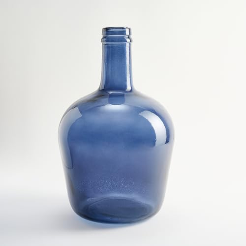 Garrafa de Vidrio Damajuana Artesanal 4L Lisa - Botella o Garrafa de Cristal Estilo Mediterráneo para Decoración de Hogar como Jarrón o Florero (Azul Marino)