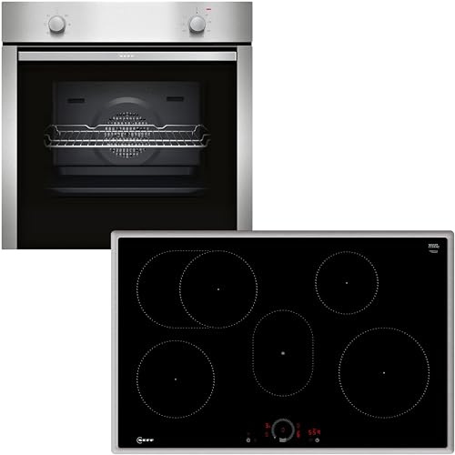 NEFF BX18I, Set bestehend aus B1DCA0AN0, N 30, Einbaubackofen mit CircoTherm, 60 x 60 cm, Edelstahl und T58SHF1L0, N 70, autarkes Induktionskochfeld, 80 cm, Schwarz