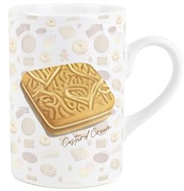 Purely Home Custard Cream Ceramic Mug - Novelty British Biscuits/Cookie Print - Tea Coffee Gift/Present Mug