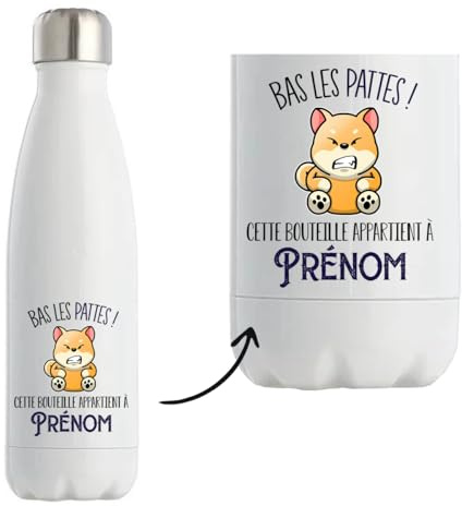 Bouteille Gourde Isotherme Prénom personnalisable bas les pattes | idée cadeau personnalisé drôle et original