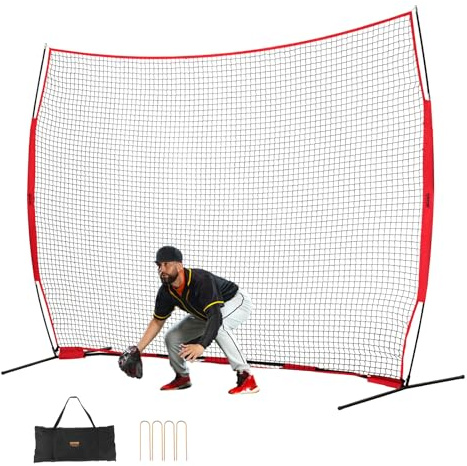 VEVOR Barrikaden-Backstop-Netz, 393 x 140 x 275 cm Ballsport-Absperrnetz, Tragbare Übungsausrüstung mit Tragetasche, Schutzschirm für Baseball-, Softball-, Lacrosse-, Fußball- und Hockeytraining