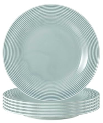 Seltmann Weiden Beat Color Glaze Frühstücksteller 6er Set, ø 23,3 cm, Dessertteller und Kuchenteller mit Rillenrelief, Porzellan, Arktisblau