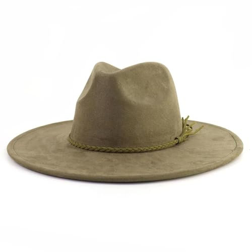 Fedora Trilby Filzhut Hut Hut Breite Krempe Fedora Hut Männer Frauen Filz Jazz Hüte Klassische Kirche 56 To58 cm ArmyGreen